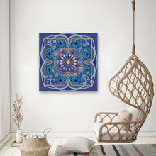 Load image into Gallery viewer, Vishuddha Mandala Intuitive Painting By Melodia, Blue Chakra, Energy, Meditation Art, Print On Traditional Stretched Canvas