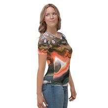 Load image into Gallery viewer, Geode Painting, Original Art by Melodia All Over Sublimation Printed on Women's T-shirt, Elemental, Earthy, Boho, Geological Clothing Top