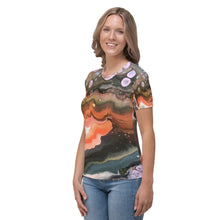 Load image into Gallery viewer, Geode Painting, Original Art by Melodia All Over Sublimation Printed on Women's T-shirt, Elemental, Earthy, Boho, Geological Clothing Top