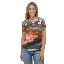 Load image into Gallery viewer, Geode Painting, Original Art by Melodia All Over Sublimation Printed on Women's T-shirt, Elemental, Earthy, Boho, Geological Clothing Top