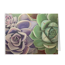 Load image into Gallery viewer, Succulent Arrangement Folded Cards, Stationary Set Of 10 Or 25, Fine Art, Original Painting By Melodia, Blank Cards, Thank You, Birthday