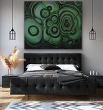 Load image into Gallery viewer, Malachite Painting Reproduced On Traditional Stretched Canvas, Original Art By Melodia, Earthy, Geo, Art, Gem, Boho, Malachite Stone Art