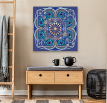 Load image into Gallery viewer, Vishuddha Mandala Intuitive Painting By Melodia, Blue Chakra, Energy, Meditation Art, Print On Traditional Stretched Canvas