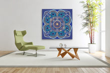 Load image into Gallery viewer, Vishuddha Mandala Intuitive Painting By Melodia, Blue Chakra, Energy, Meditation Art, Print On Traditional Stretched Canvas