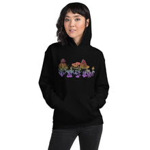 Load image into Gallery viewer, Mushrooms Unisex Hoodie, Sizes S- 5XL, Plus Sizing Available, Rainbow Ombre Style, Sublimation Print, Original Art by Melodia, Botanical