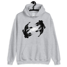 Load image into Gallery viewer, Koi Fish Hoodie, Unisex Hoodie, Art by Melodia, Galaxy, Koi, Boho, Modern, Drawing, Art Fashion