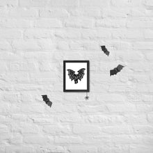Load image into Gallery viewer, Kitty-Cat Bat Framed Poster, Art Print, Halloween Decor, Inktober, Black Cat, Bat, Lace, Boho, Eclectic, Wall Art