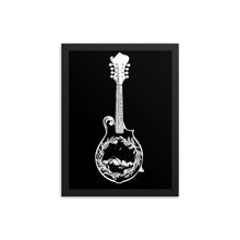 Load image into Gallery viewer, Wanderlust Mandolin, Framed Poster Print, Original Art by Melodia, Nature Lover, Music Lover, Colorado, Mountains, Bluegrass, Music Art