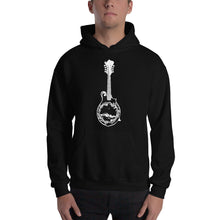 Load image into Gallery viewer, Wanderlust Mandolin Hoodie, Unisex Hoodie, Music Lover, Nature Lover, Art by Melodia, Travel, Camping, Blouegrass, Colorado, Mountains, Gift
