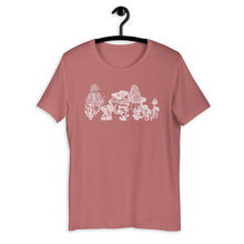 Load image into Gallery viewer, Mushrooms Short-Sleeve Unisex T-Shirt, Original Art by Melodia, Sublimation Print, Nature Lover, Botanical, Plants, Mushroom