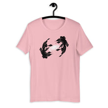 Load image into Gallery viewer, Koi Spiral Galaxy, Short-Sleeve Unisex T-Shirt, Art by Melodia, Sublimation Print of Soft Tee, Koi Fish, Boho, Bohemian, Eclectic Design Tee