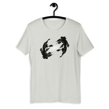 Load image into Gallery viewer, Koi Spiral Galaxy, Short-Sleeve Unisex T-Shirt, Art by Melodia, Sublimation Print of Soft Tee, Koi Fish, Boho, Bohemian, Eclectic Design Tee