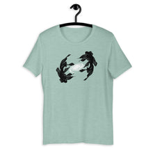 Load image into Gallery viewer, Koi Spiral Galaxy, Short-Sleeve Unisex T-Shirt, Art by Melodia, Sublimation Print of Soft Tee, Koi Fish, Boho, Bohemian, Eclectic Design Tee