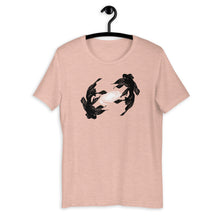 Load image into Gallery viewer, Koi Spiral Galaxy, Short-Sleeve Unisex T-Shirt, Art by Melodia, Sublimation Print of Soft Tee, Koi Fish, Boho, Bohemian, Eclectic Design Tee