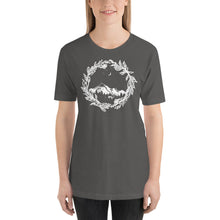 Load image into Gallery viewer, Wanderlust Short-Sleeve Unisex T-Shirt, Art by Melodia, Sublimation Tee, Nature Lover, Travel Shirt, Mountains, Colorado, Botanical, Boho