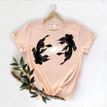 Load image into Gallery viewer, Koi Spiral Galaxy, Short-Sleeve Unisex T-Shirt, Art by Melodia, Sublimation Print of Soft Tee, Koi Fish, Boho, Bohemian, Eclectic Design Tee