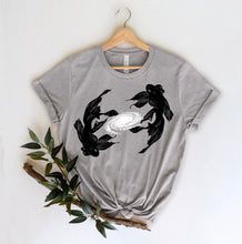 Load image into Gallery viewer, Koi Spiral Galaxy, Short-Sleeve Unisex T-Shirt, Art by Melodia, Sublimation Print of Soft Tee, Koi Fish, Boho, Bohemian, Eclectic Design Tee