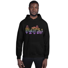 Load image into Gallery viewer, Mushrooms Unisex Hoodie, Sizes S- 5XL, Plus Sizing Available, Rainbow Ombre Style, Sublimation Print, Original Art by Melodia, Botanical