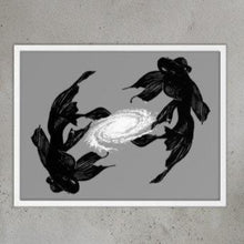 Load image into Gallery viewer, Koi Fish Spiral Galaxy, Framed Poster, Art Print, Original Art by Melodia, Contemporary, Bohemian, Spiritual, Retro, Eclectic Art