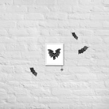 Load image into Gallery viewer, Kitty-Cat Bat Framed Poster, Art Print, Halloween Decor, Inktober, Black Cat, Bat, Lace, Boho, Eclectic, Wall Art