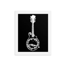 Load image into Gallery viewer, Wanderlust Mandolin, Framed Poster Print, Original Art by Melodia, Nature Lover, Music Lover, Colorado, Mountains, Bluegrass, Music Art