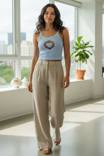 Load image into Gallery viewer, Flaming Heart Milagro Women’s Micro-rib Crop Tank Top- Blush Pink Hue
