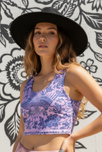 Load image into Gallery viewer, Phoenix + Floral Poly Crop Top, Baby Pink, Vintage Art Print
