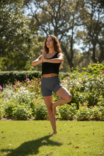 Load image into Gallery viewer, Yin Yang Poly Shorts, Taoist Balance Symbol Print, Boho Yoga Shorts
