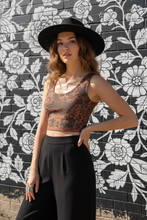 Load image into Gallery viewer, Phoenix + Floral Poly Crop Top, Vintage Art Print
