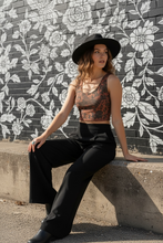 Load image into Gallery viewer, Phoenix + Floral Poly Crop Top, Vintage Art Print
