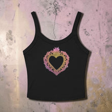 Load image into Gallery viewer, Flaming Heart Milagro Women’s Micro-rib Crop Tank Top- Blush Pink Hue
