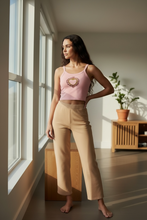 Load image into Gallery viewer, Flaming Heart Milagro Women’s Micro-rib Crop Tank Top- Blush Pink Hue
