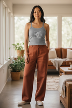 Load image into Gallery viewer, Vintage Bird + Blossom Cotton Crop Top, Vintage 1920s Inspired Ukrainian Woodcut Design, Graphic Cotton Crop Top, White on Dark
