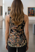 Load image into Gallery viewer, Dragon Medallion Poly Tank, Qing Dynasty Art Print, Boho Yoga Festival Top
