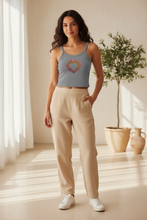 Load image into Gallery viewer, Flaming Heart Milagro Women’s Micro-rib Crop Tank Top- Blush Pink Hue
