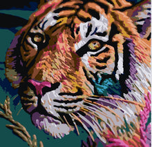 Load image into Gallery viewer, Paint By Numbers Kit, Colorful Tiger, Nature Painting, DIY Paint by Numbers Kit, Handmade by the Artist.
