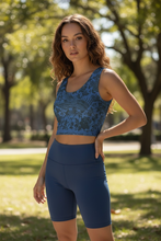 Load image into Gallery viewer, Phoenix + Floral Poly Crop Top, Celestial Slate
