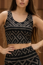 Load image into Gallery viewer, Rushnyk Poly Crop Top, Ukrainian Folk Geometric Print, Boho Statement Top
