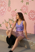 Load image into Gallery viewer, Phoenix + Floral Poly Crop Top, Baby Pink, Vintage Art Print
