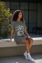Load image into Gallery viewer, Lotus Bloom Oversized Cotton T-shirt Dress, Earthy, Vintage Art Nouveau, Eco, Cotton Shirt Dress
