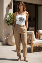 Load image into Gallery viewer, Vintage Bird + Blossom Cotton Crop Top, Vintage 1920s Inspired Ukrainian Woodcut Design, Graphic Cotton Crop Top in Black + White
