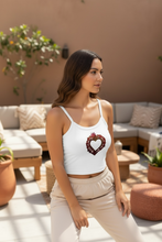 Load image into Gallery viewer, Flaming Heart Milagro Women’s Micro-rib Crop Tank Top
