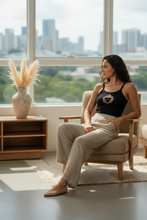 Load image into Gallery viewer, Flaming Heart Milagro Women’s Micro-rib Crop Tank Top- Blush Pink Hue
