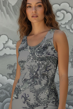 Load image into Gallery viewer, Vintage Dragon Poly Tank, Cloud &amp; Serpent Art Print, Boho Yoga Festival Top
