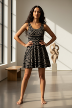 Load image into Gallery viewer, Rushnyk Cotton Skater Dress, Vintage Embroidery Inspired, Boho Cotton Summer Dress
