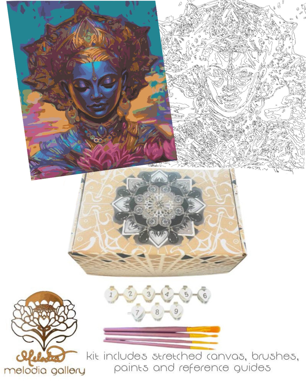 Paint By Numbers Kit, Art of Stillness, DIY Paint by Numbers Kit, Handmade by the Artist.