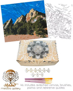 Paint By Numbers Kit, Celestial Flatirons, Nature Painting, DIY Paint by Numbers Kit, Handmade by the Artist.