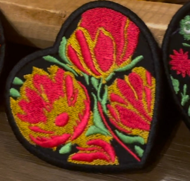 Floral Folk Art Patch II, Embroidered Patch