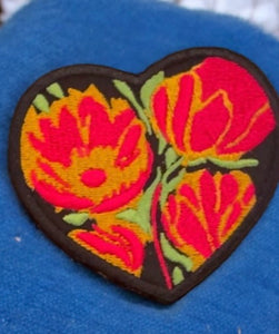 Floral Folk Art Patch II, Embroidered Patch