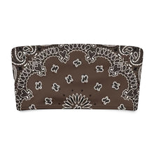 Load image into Gallery viewer, Melodia Gallery brown bandana print recycled polyester bandeau bikini top with UPF 50+ sun protection.

